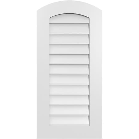 Ekena Millwork Arch Top Surface Mount PVC Gable Vent: Functional, w/ 3-1/2"W x 1"P Standard Frame, 18"W x 38"H GVPAR18X3801SF